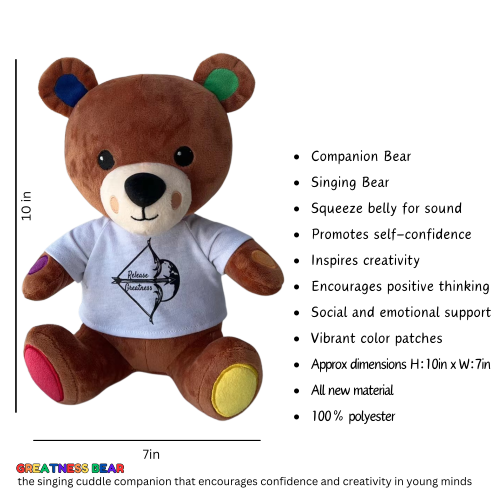 Greatness Bear- The Singing Cuddle Companion with full Release Greatness Song (free shipping)